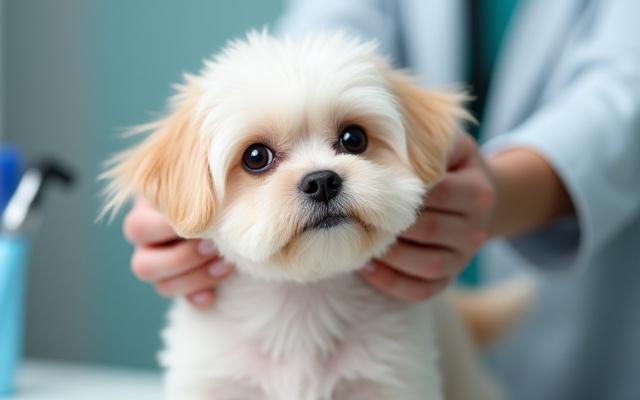 丁寧にグルーミングされているフワフワな小型犬